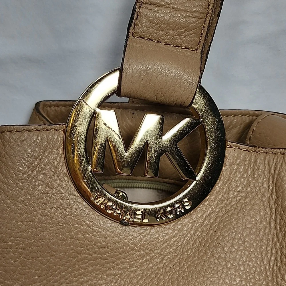 MICHAEL KORS FULTON XL Leather Tote Bag Satchel Shoulder Bag Multi‎ Section Hobo